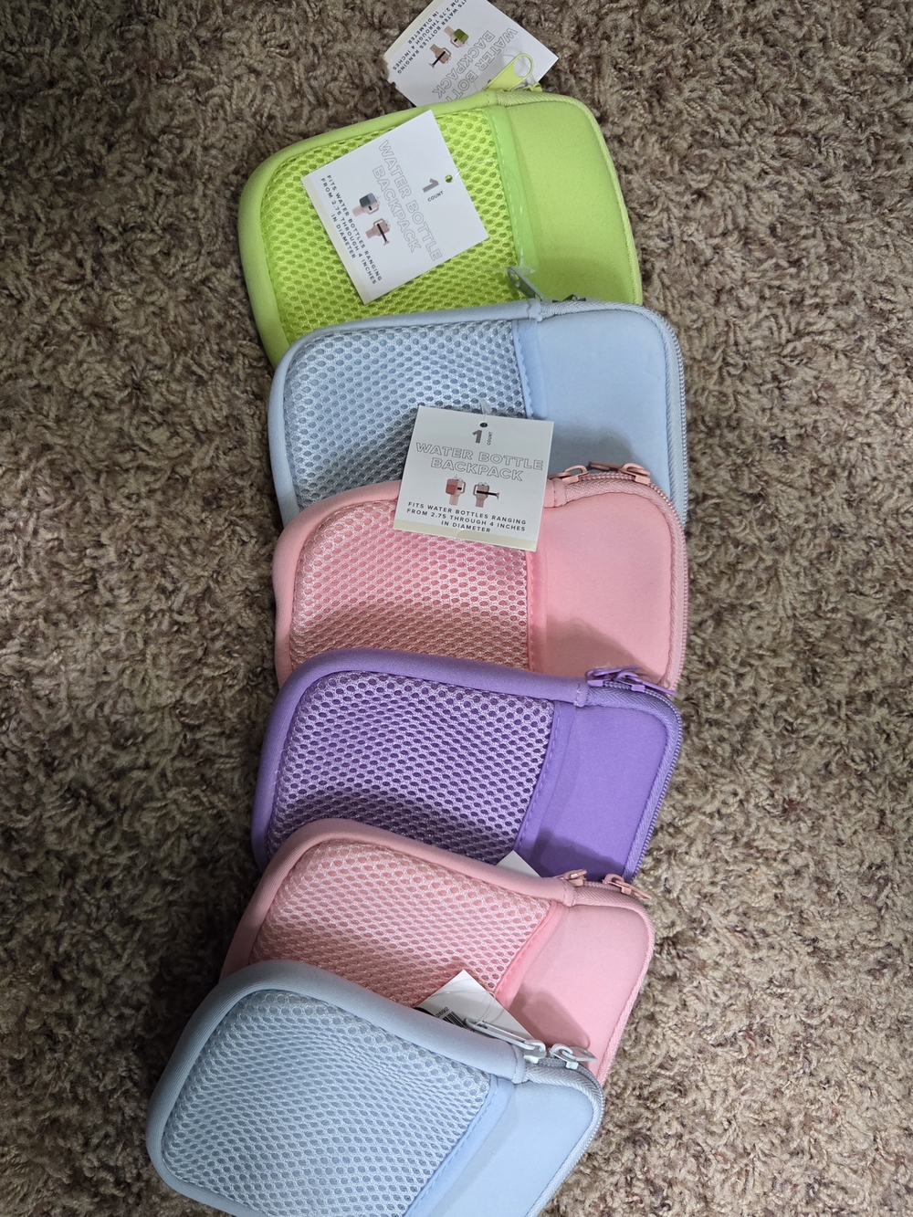 You Get All 6-  Water Bottle Zip Pouch